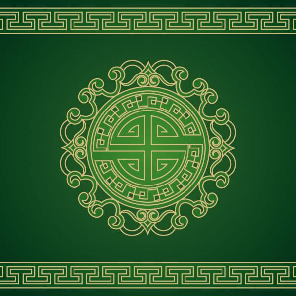 녹색 중국 스타일 패턴