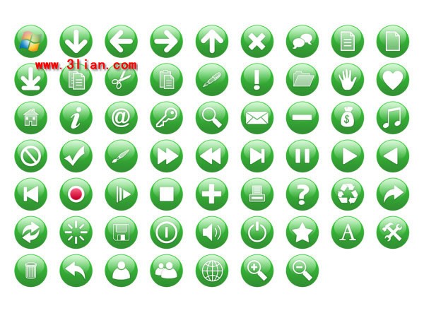 ícones de página da web do círculo verde