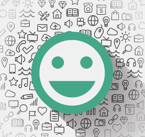 ícones de mídia social de rosto sorridente verde