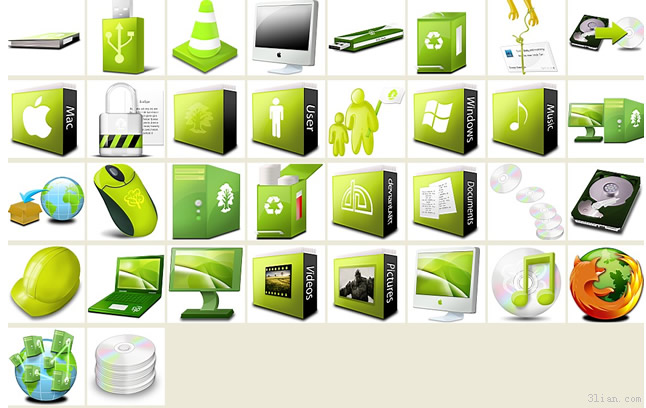 Green Themed Desktop Icons Png