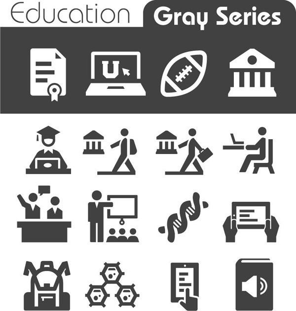 Grey Educational Element Icons