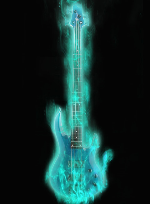 guitar ngọn lửa màu xanh thiết kế tài liệu psd