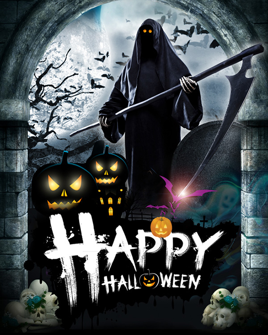 Halloween poster psd bahan
