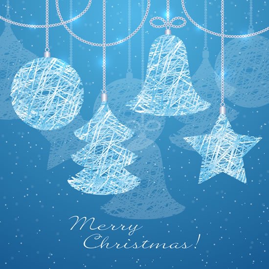 手描きのブルー クリスマス背景