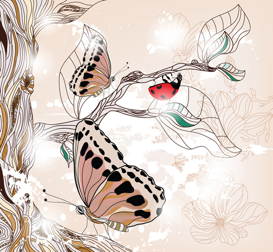tangan dicat ilustrasi kupu-kupu
