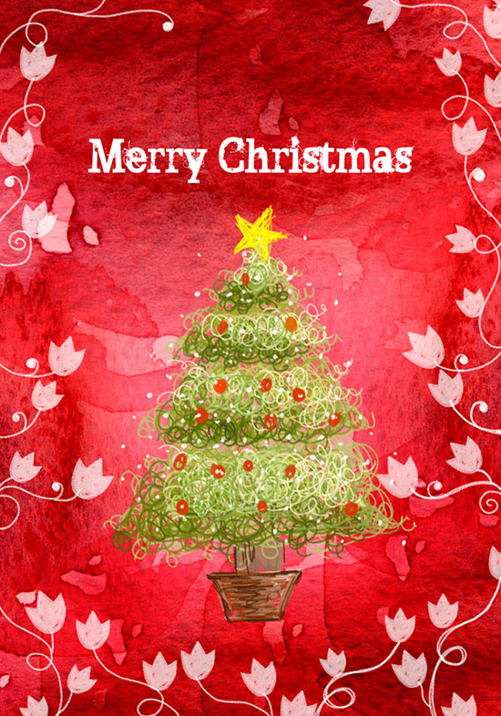 손으로 그린 크리스마스 카드 표지 이미지 psd 자료