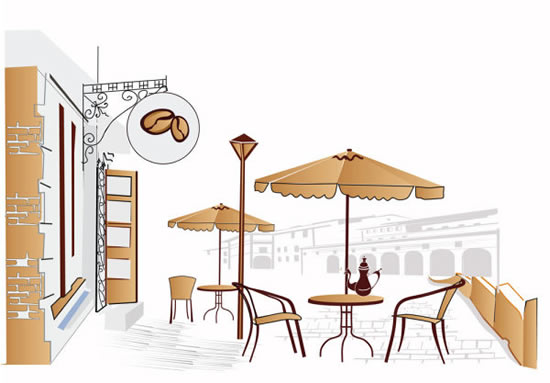 手繪歐式咖啡館