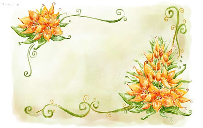 手繪花卉邊框在韓國 psd 分層素材