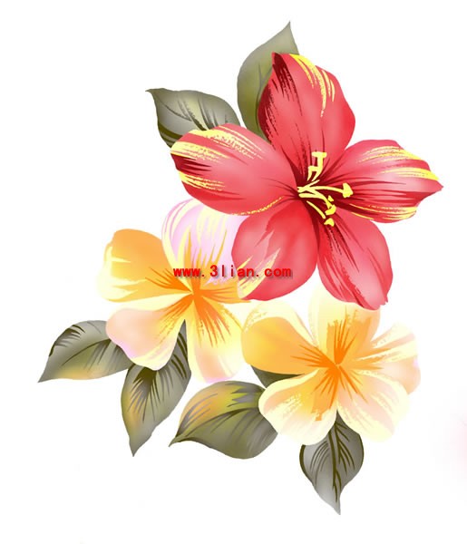 Hand Painted Flowers Layered Material Psd