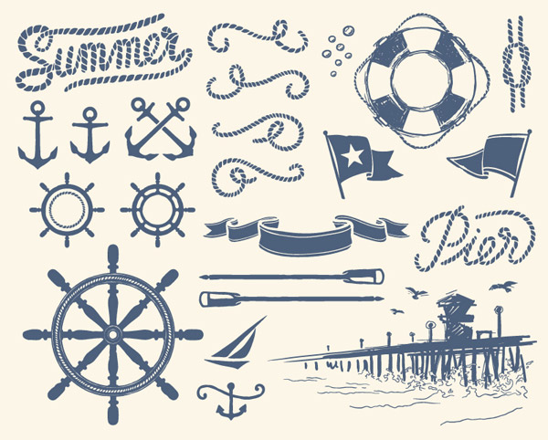 Hand Painted Nautical Elements