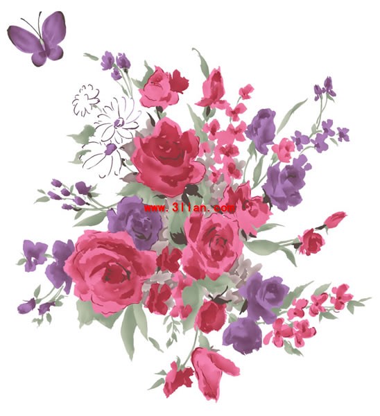 ręcznie malowane piwonia kwiat warstwowe psd materiału