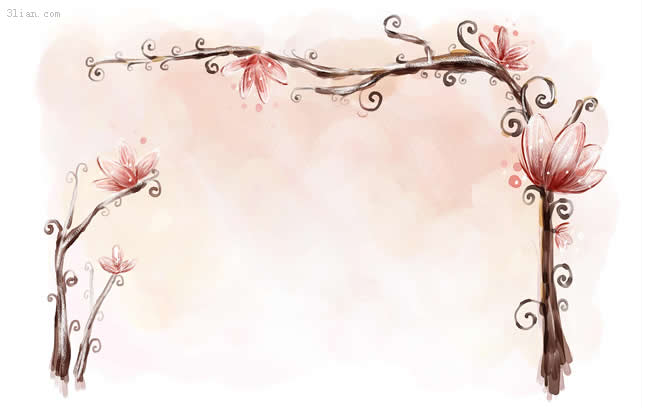 Hand Painted Plant Borders Psd Material