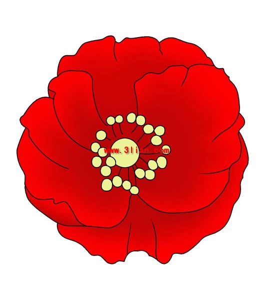 gráfico de psd capas de flor roja pintada a mano
