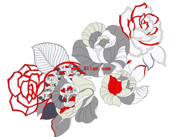 Hand Painted Rose Layered Psd Source Material