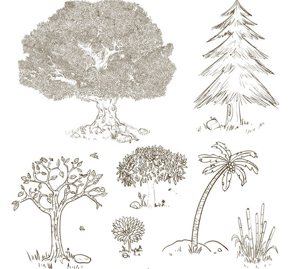 desenhos de árvore de pintados à mão