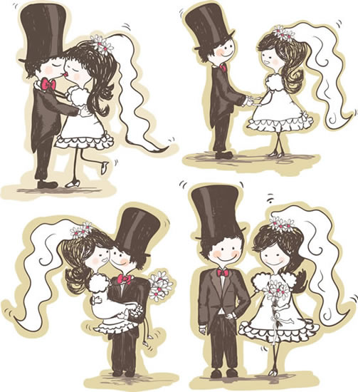Hand Painted Version Of The Bride And Groom