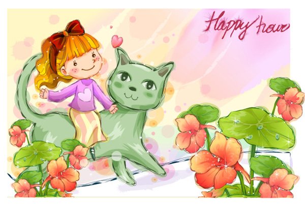 dibujos de animados gato juego de infancia feliz