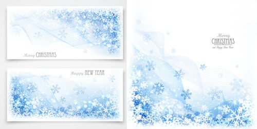 diseño de banner de feliz año nuevo copo de nieve