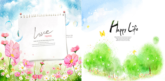 Happy Romantic Psd Background Material