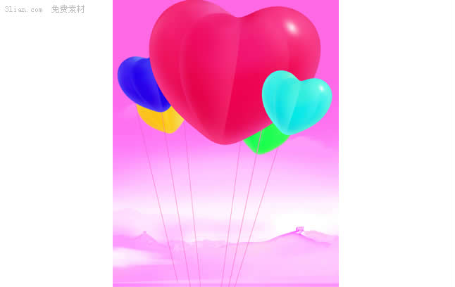 materiał psd balon w kształcie serca