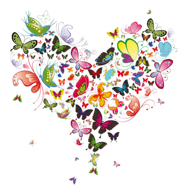 mariposa de color en forma de corazón