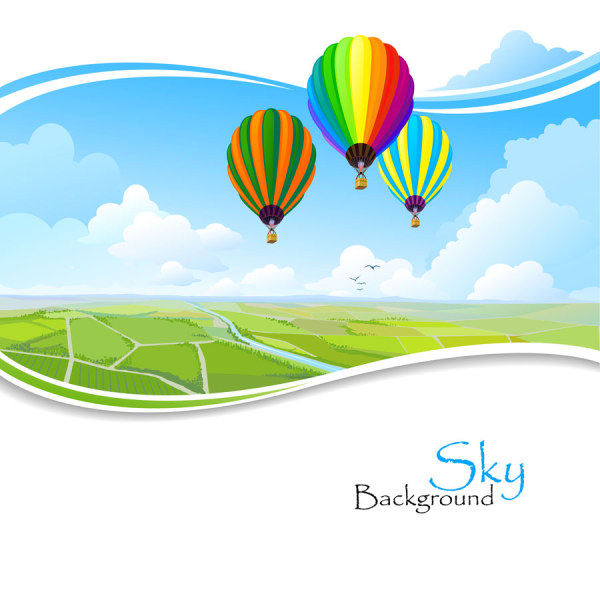 Hot Air Balloons Plain Landscape