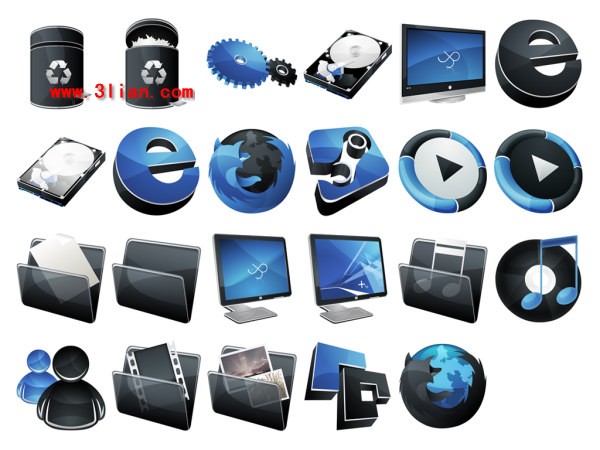 Icone desktop HP nero blu stile computer