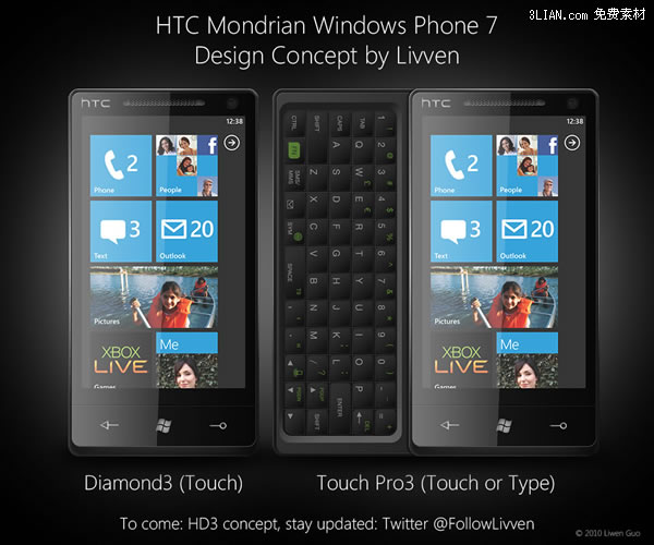 HTC material de mondrian concepto teléfono psd