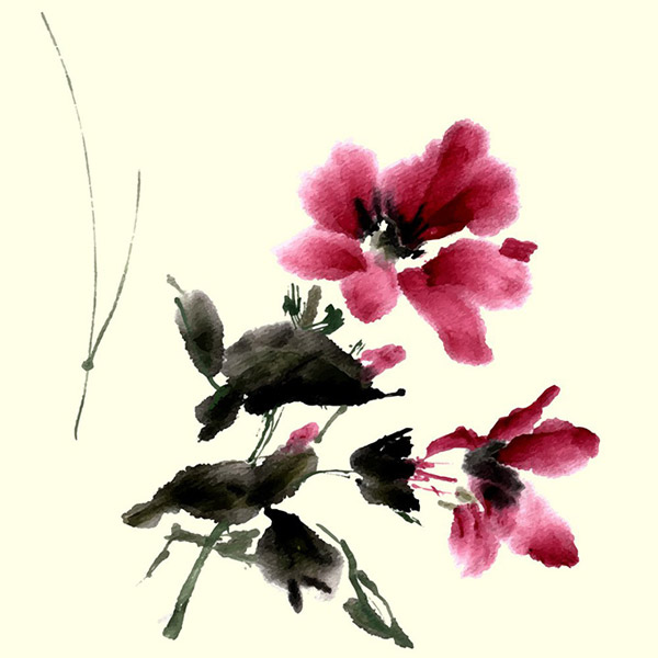 pintura da flor de tinta