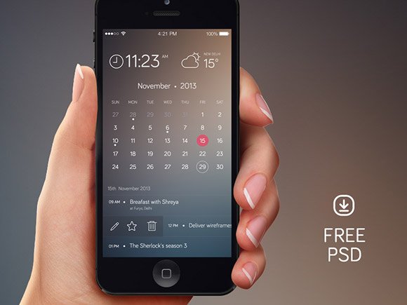 Iphone Concept Calendar Psd Template