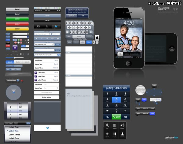iPhone gui мобильного телефона иконы psd материал
