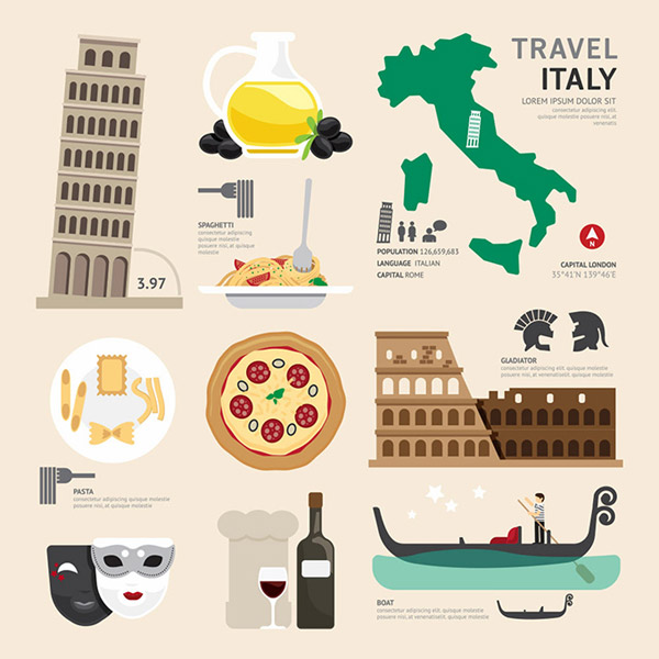 Italien-Tourismus und kulturelle Elemente