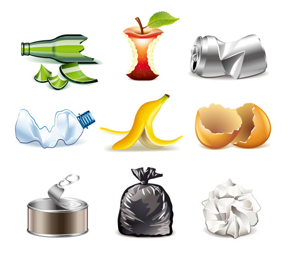 icônes de poubelle de cuisine