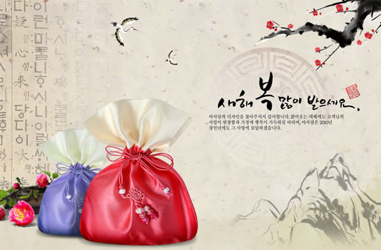韓国刺繍袋層状 psd テンプレート