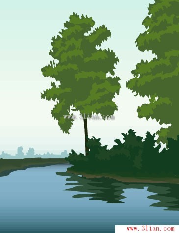 alberi sul lago
