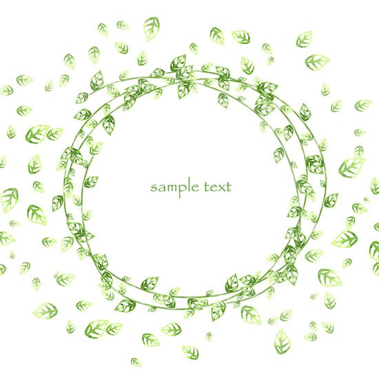 Leaves Green Round Frame Psd Material