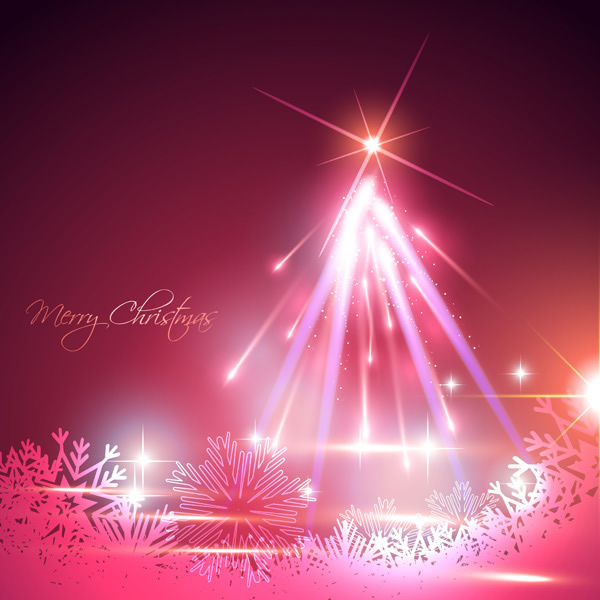 明るいピンクのクリスマス ツリーを点灯します。
