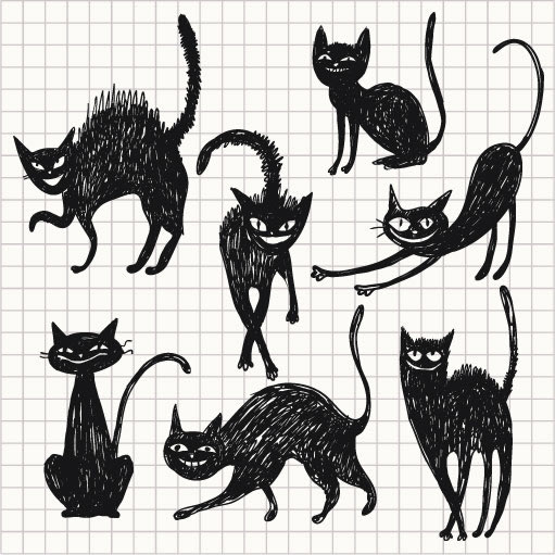 ライン アート手描きの猫