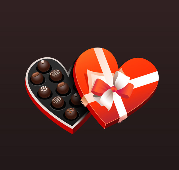 boîte de cadeau d'amour au chocolat