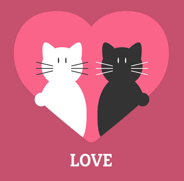 Liebe im Herzen der schwarzen Katze