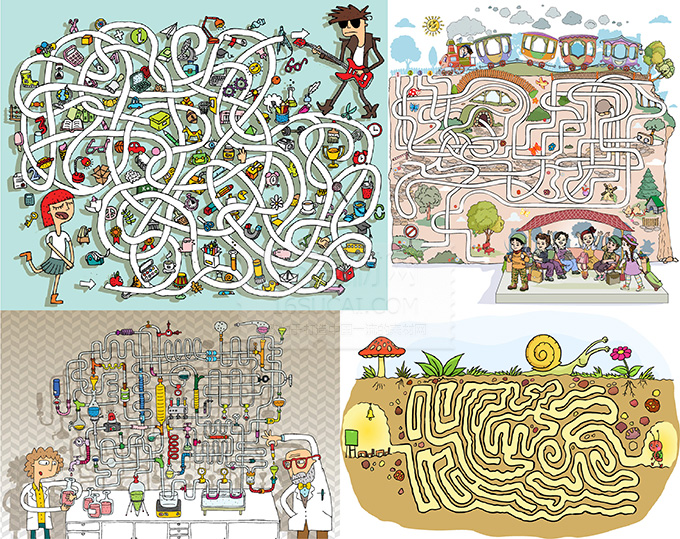Lovely Lines Character Train Maze Background