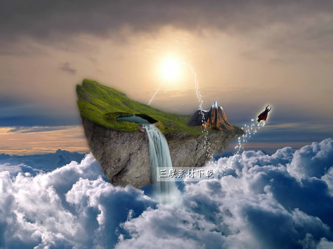 Magic Floating Island In The Sky Psd Material