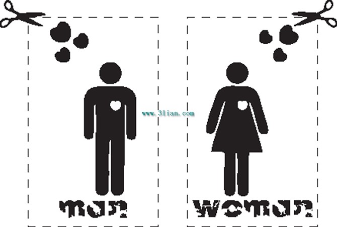 男性和女性剪影標誌圖示