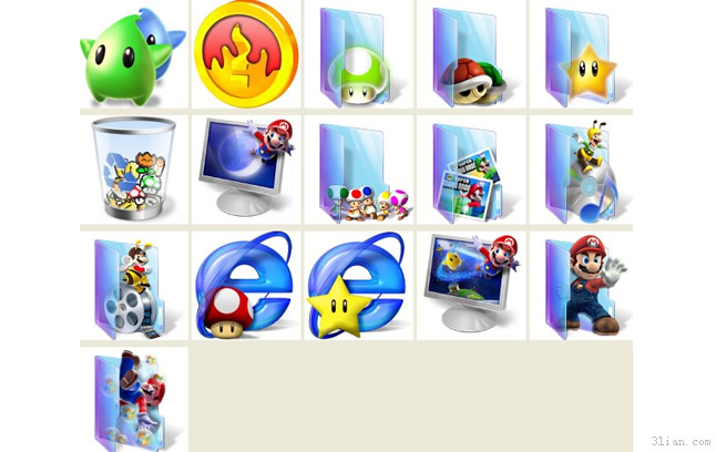 Mario styl przejrzysty pulpit ikony png