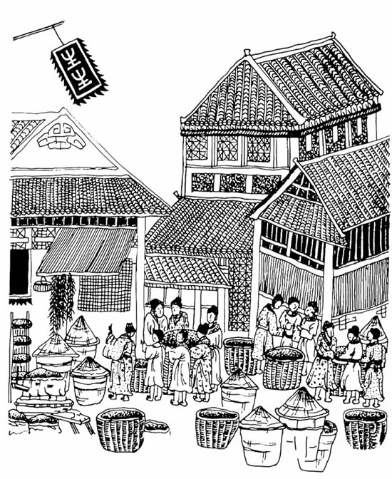 Markt-Szenen im alten China Psd material