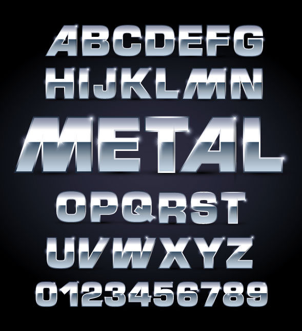 Дизайн металлических алфавит