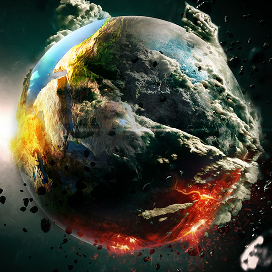 隕石が地球に衝突画像 psd 素材