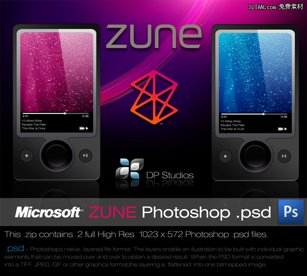Microsoft Zune Music Player Psd Material