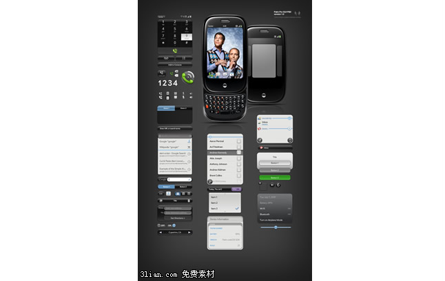 mobilne psd Szablony interfejs gui warstwami materiału