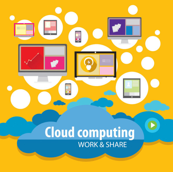 comunicazioni moderne cloud services piatto icone